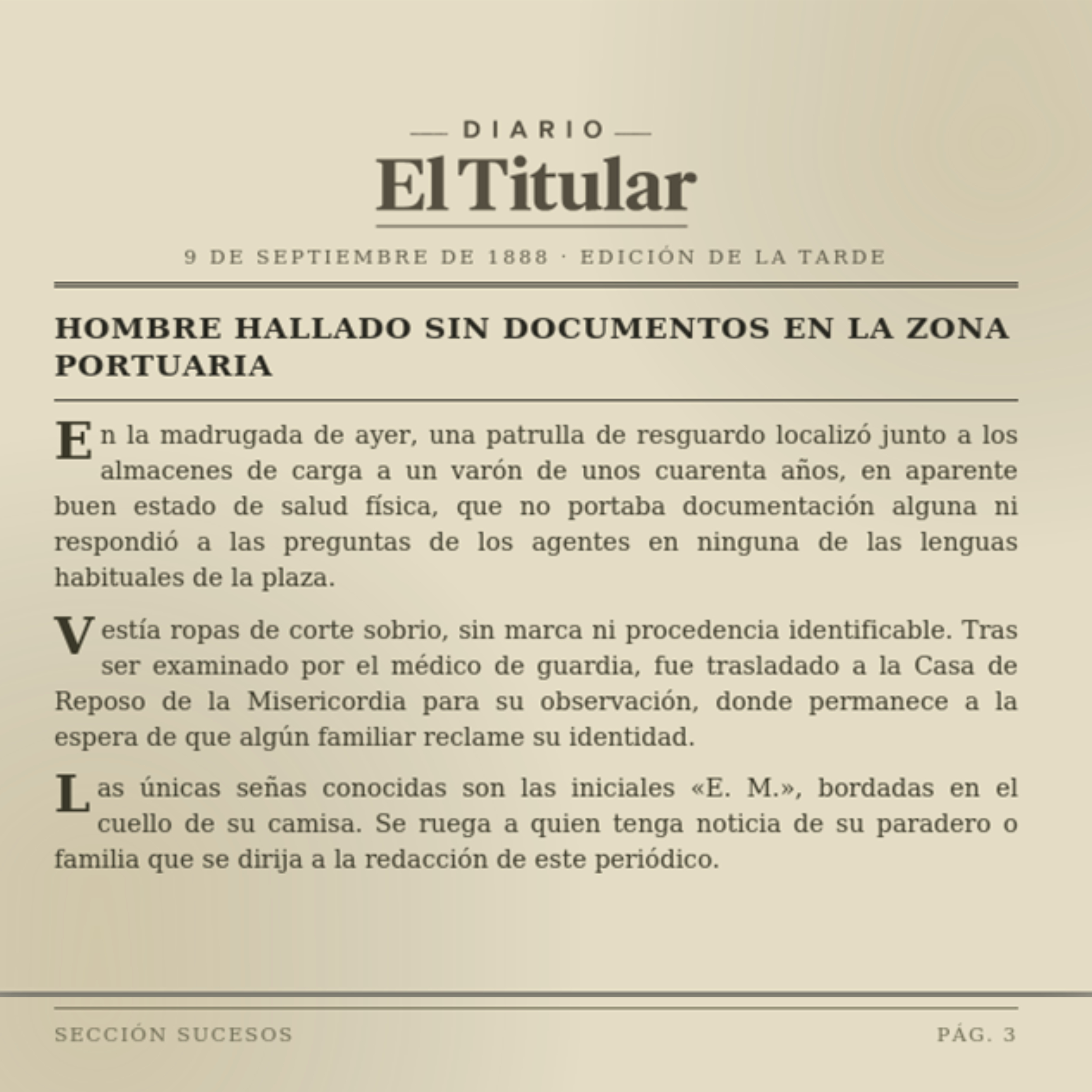 Hombre hallado sin documentos en la zona portuaria