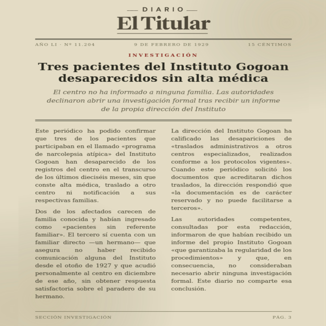 Tres pacientes del instituto Gogoan desaparecidos sin alta médica