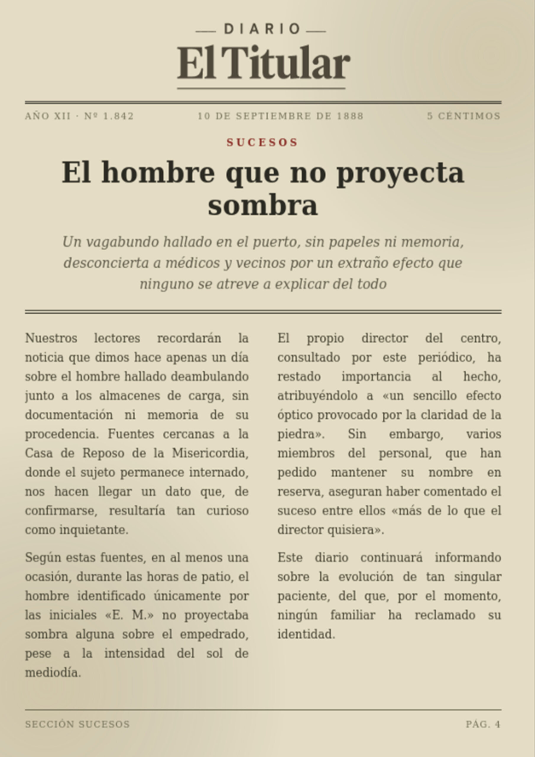 El hombre que no proyecta sombra